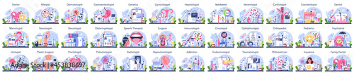 Big doctors set. Healthcare, modern medicine treatment