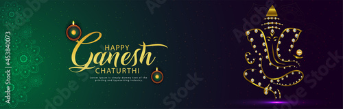Creative happy ganesh chaturthi celebration banner