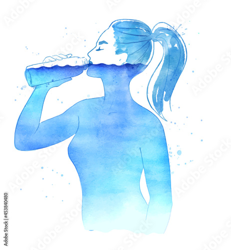 Female silhouette drinking water