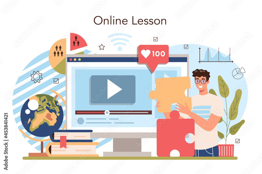 Obraz premium Management and social sciences school course online service or platform