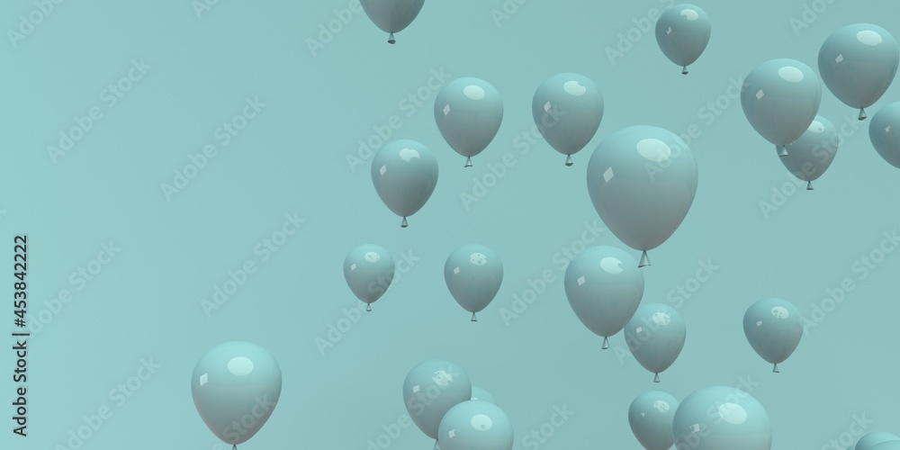 Floating balloons on a colored background - 3D Floating balloons on a colored background - 3D