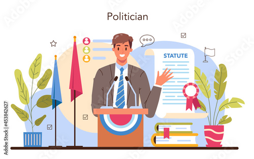 Politician concept. Idea of election and democratic governance. Political party