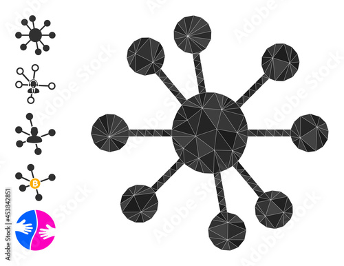 Triangle node relations polygonal 2d illustration, and similar icons. Node Relations is filled with triangles. Lowpoly node relations designed with chaotic filled triangles.