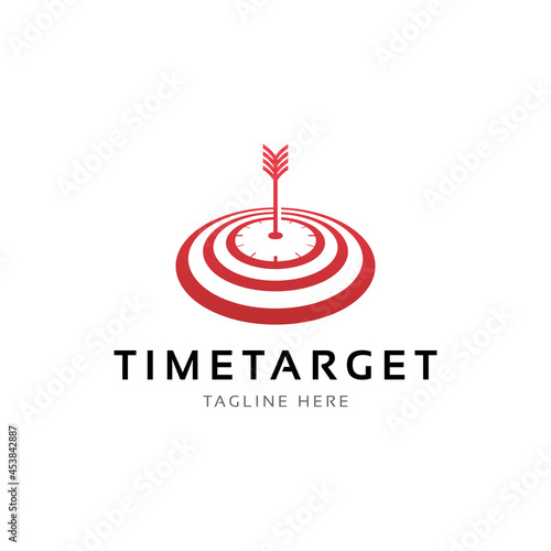 clock arrow and target time target logo design vector
