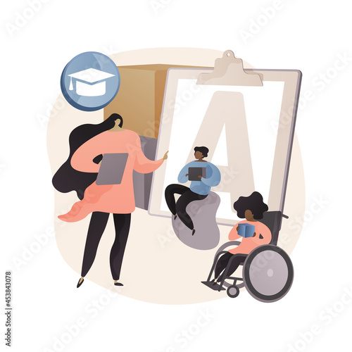 Special education preschool abstract concept vector illustration.