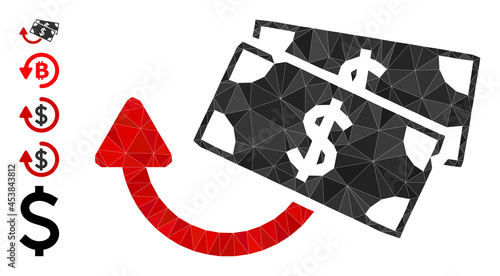 Triangle dollar banknotes refund polygonal symbol illustration, and similar icons. Dollar Banknotes Refund is filled with triangles.