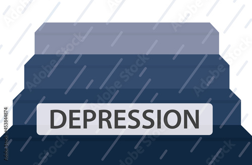 depression written on the bottom of stairs to the dark- vector illustration