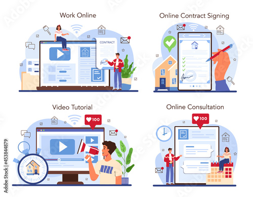 Real estate agency service online service or platform set. Assistance