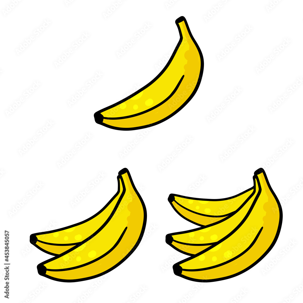 Banana icon. Set of Yellow fruit. Cartoon illustration isolated on white Banana icon. Set of Yellow fruit. Cartoon illustration isolated on white