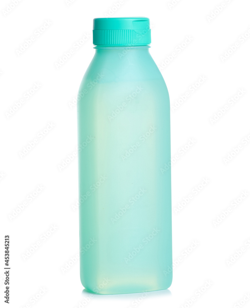 Green beauty bottle shampoo shower gel on white background isolation Green beauty bottle shampoo shower gel on white background isolation