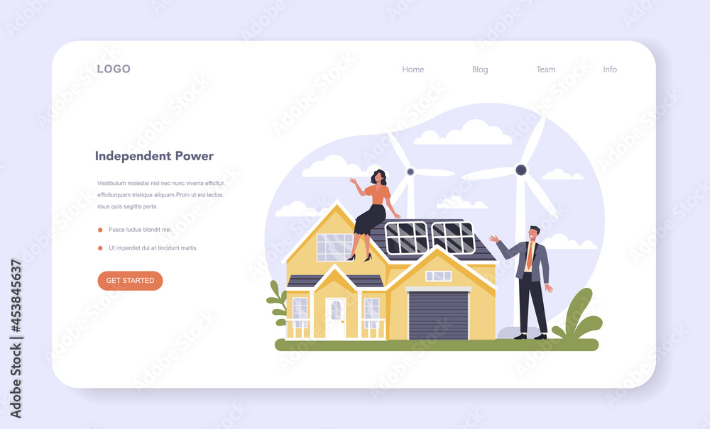 Utilities sector of the economy web banner or landing page. Household energy