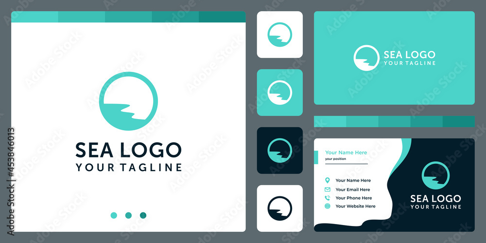 sea logo shape inspiration with circle. business card template design. sea logo shape inspiration with circle. business card template design.