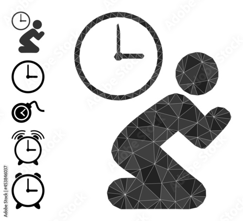 Triangle pray time polygonal symbol illustration, and similar icons. Pray Time is filled with triangles. Lowpoly pray time constructed with chaotic filled triangles.