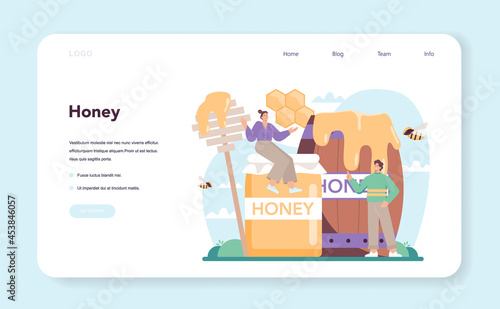 Hiver or beekeeper web banner or landing page. Professional farmer