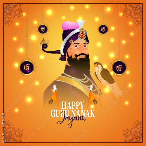 Indian festival happy guru nanak jayanti background