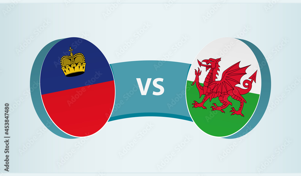 Liechtenstein versus Wales, team sports competition concept. Liechtenstein versus Wales, team sports competition concept.