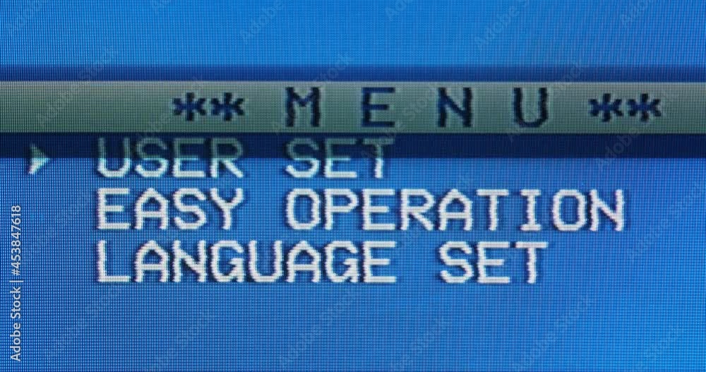 Blinking glitchy screen of old CRT TV screen - vintage retro 80s and 90s analog technology concept Blinking glitchy screen of old CRT TV screen - vintage retro 80s and 90s analog technology concept
