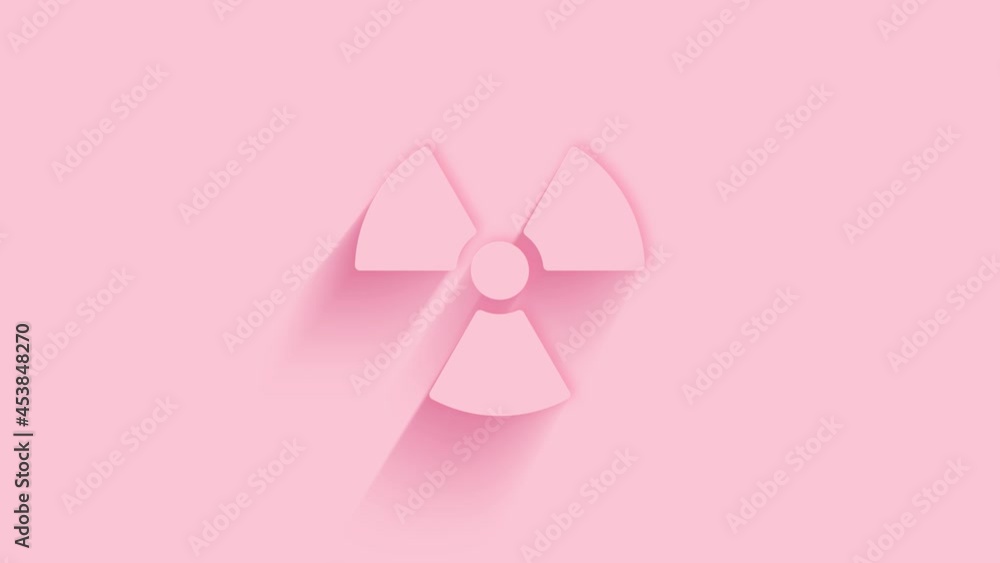 Animated radioactive symbol icon with shadow on pink background. Neumorphism minimal style. Transparent background. 4K video motion graphic animation. Animated radioactive symbol icon with shadow on pink background. Neumorphism minimal style. Transparent background. 4K video motion graphic animation.