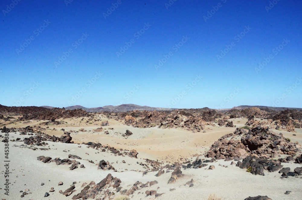 TENERIFE, SPAIN: Scenic landscape view of the Teide volcano natural park