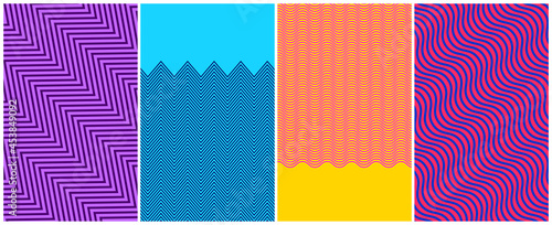 Photos Set of horizontal different colorful patterns..