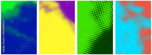 Set of abstract halftone colorful backgrounds.