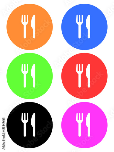 Many color of fork and spoons icon  food equipment icon