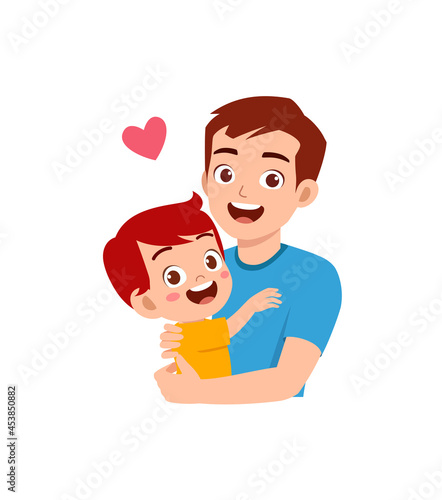 young happy father hug cute little girl