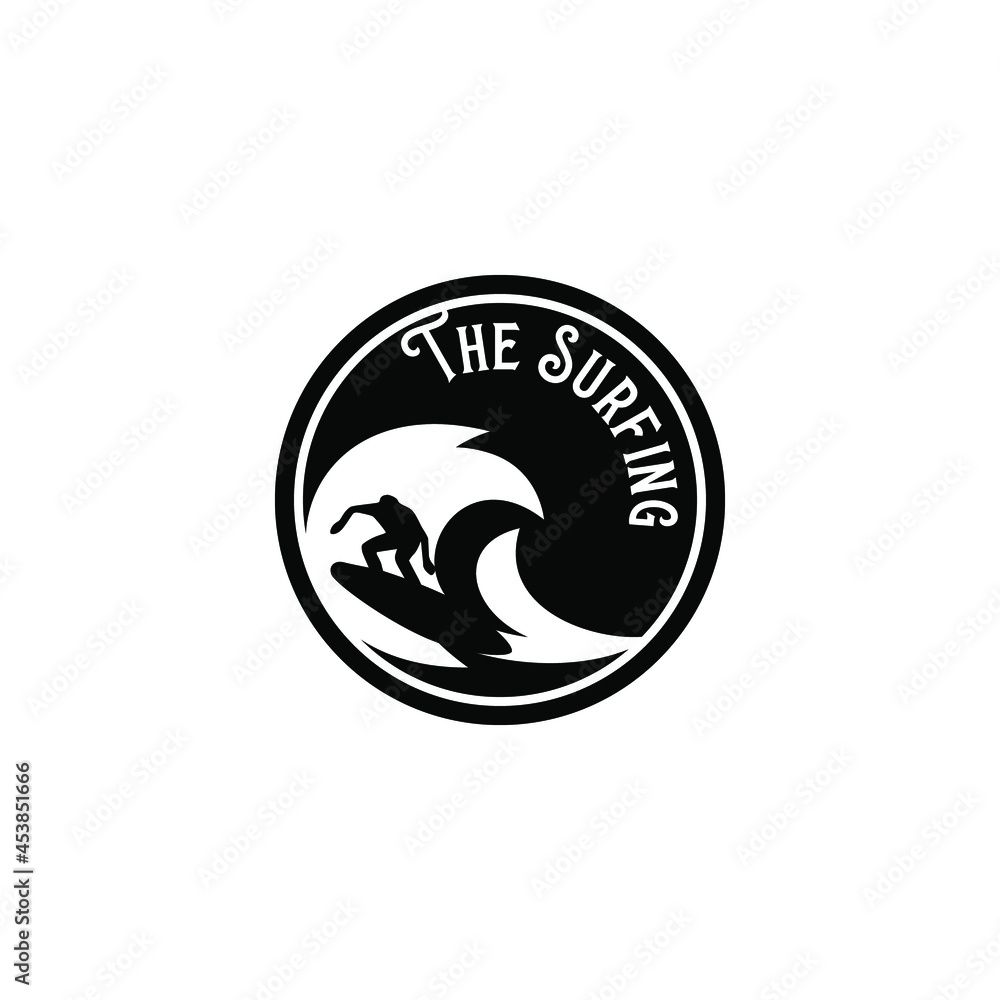Surfing logo template vector. Surfing logo concept vector Surfing logo template vector. Surfing logo concept vector