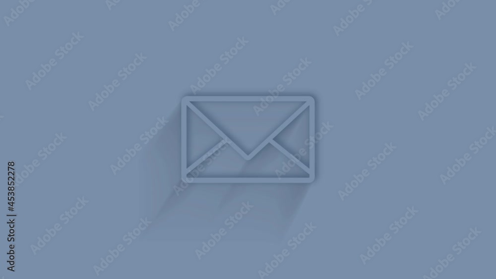 Animated envelope icon with shadow on blue background. Neumorphism minimal style. Transparent background. 4K video motion graphic animation. Animated envelope icon with shadow on blue background. Neumorphism minimal style. Transparent background. 4K video motion graphic animation.