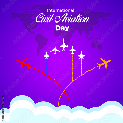 International Civil Aviation Day. December 7. Suitable for greeting card poster and banner. vector illustration.