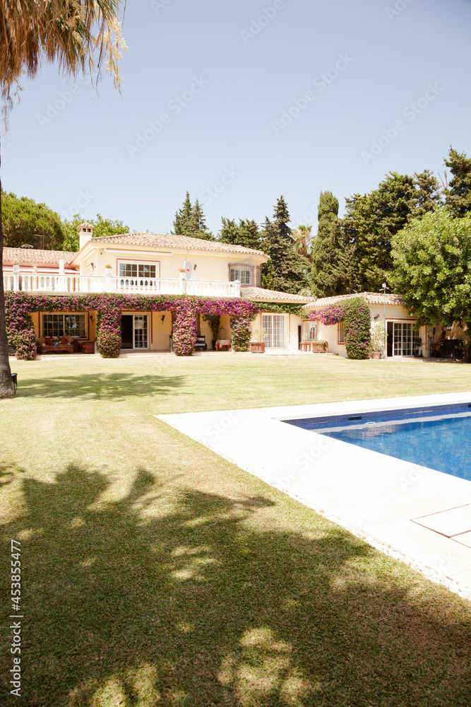 Luxury lap pool and Spanish villa