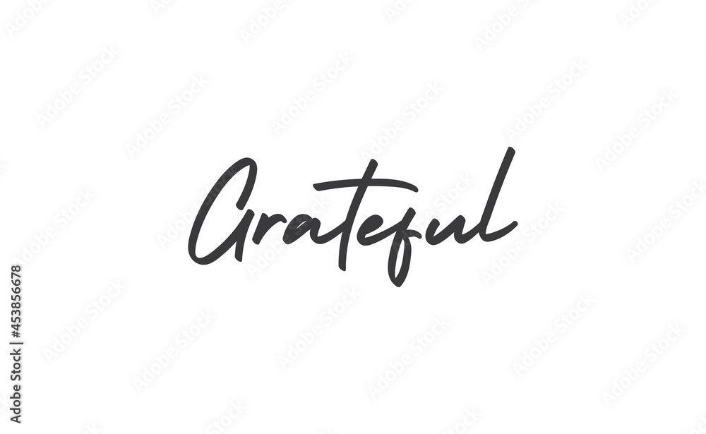 Grateful inspirational lettering vector illustration. Calligraphy word. handwritten phrase.