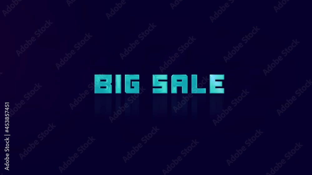 Animation of retro BIG SALE text glitching on blue background. Old tv glitch interference screen. Black friday. 4K Video motion graphic animation. Animation of retro BIG SALE text glitching on blue background. Old tv glitch interference screen. Black friday. 4K Video motion graphic animation.