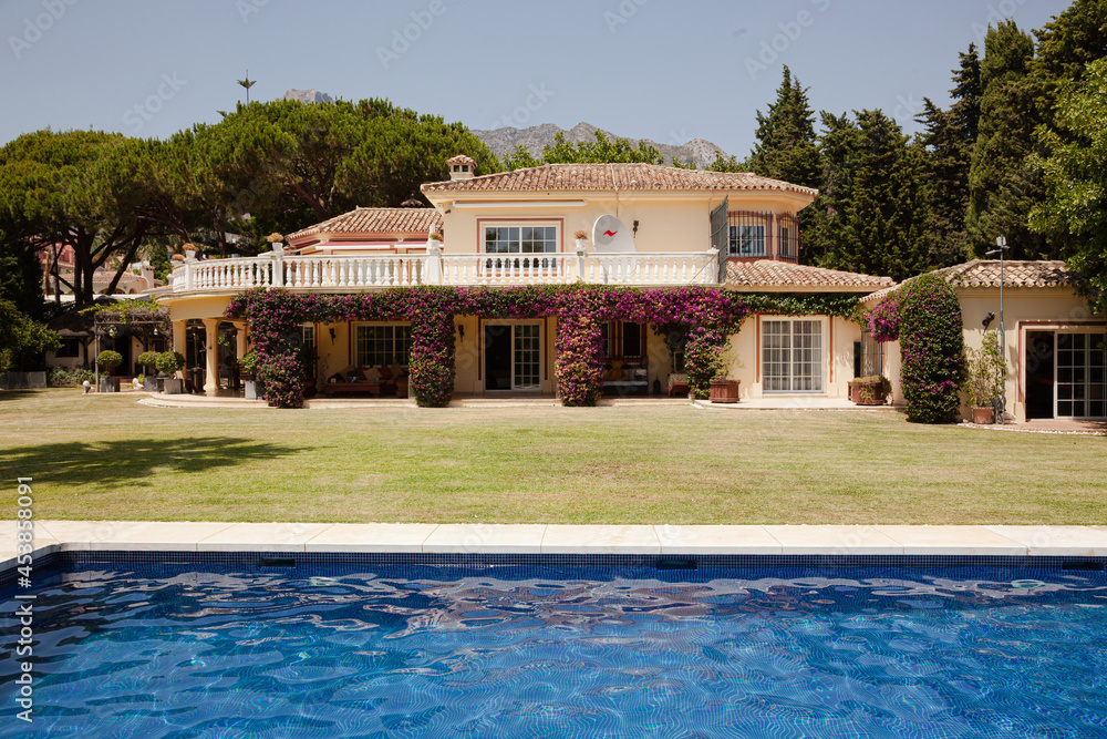 Luxury lap pool and villa