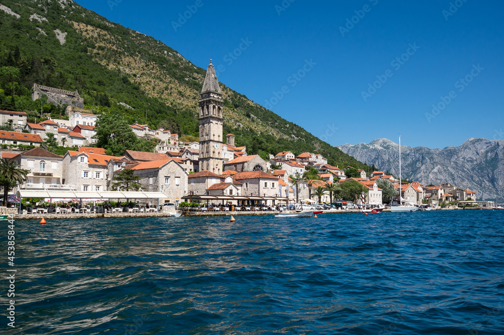Panorama of the Bay of Kotor and the town Perast