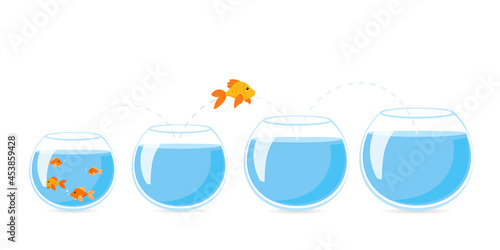 Four fishbowl glolden fish jumping image. Clipart image