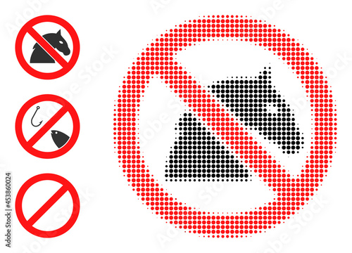 Halftone stop horse. Dotted stop horse generated with small circle items. Vector illustration of stop horse icon on a white background. Halftone pattern contains circle dots.