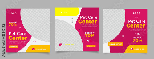 Pet shop banner for instagram post and story template 