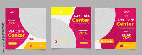 Pet shop banner for instagram post and story template	