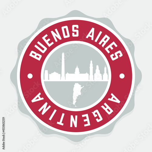 Buenos Aires, Argentina Badge City Vector Seal. National Symbol Skyline Stamp Design Icon Label. 
