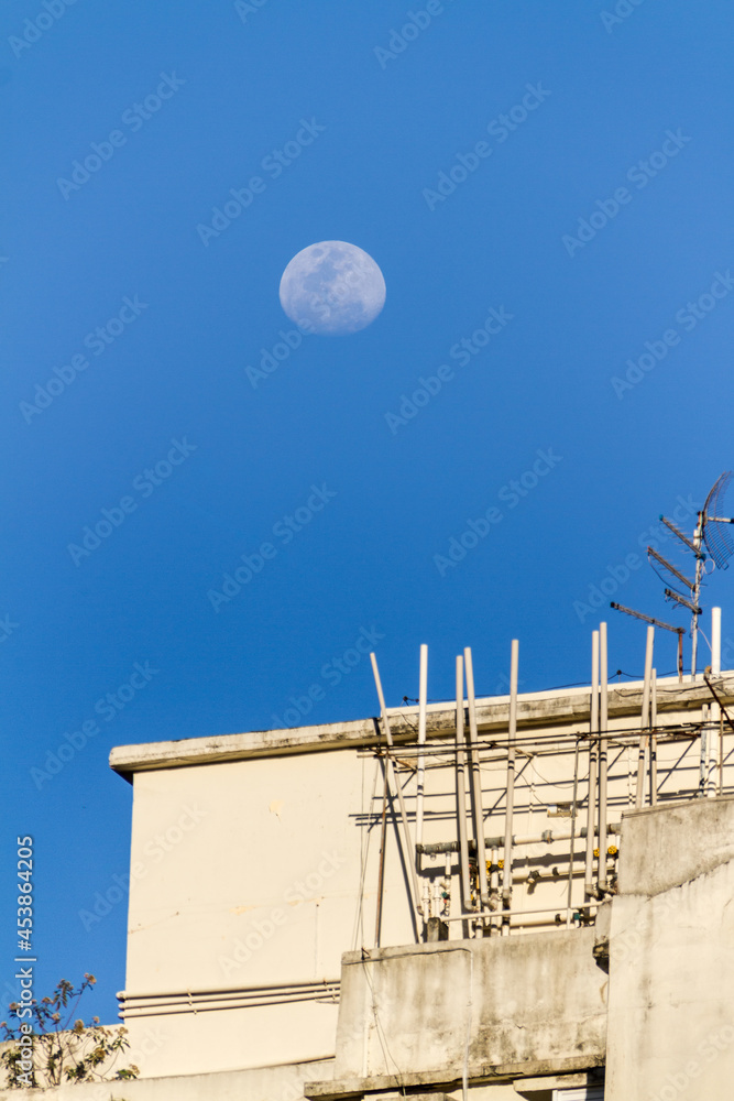 moon over a building in Copacabana, Rio de Janeiro, Brazil. moon over a building in Copacabana, Rio de Janeiro, Brazil.