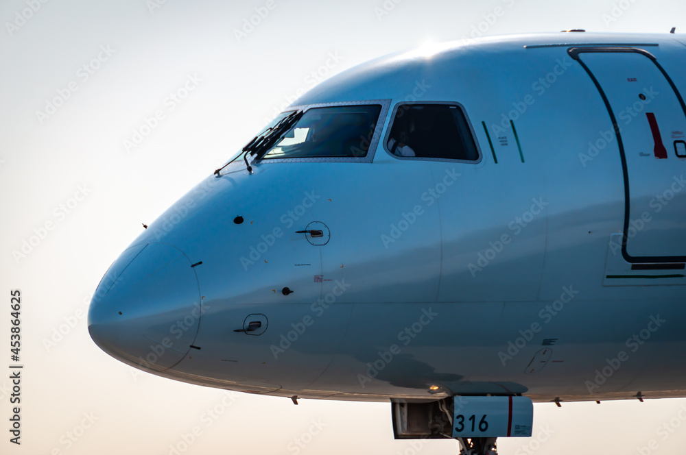 airplane taxing on the runway. airplane taxing on the runway.