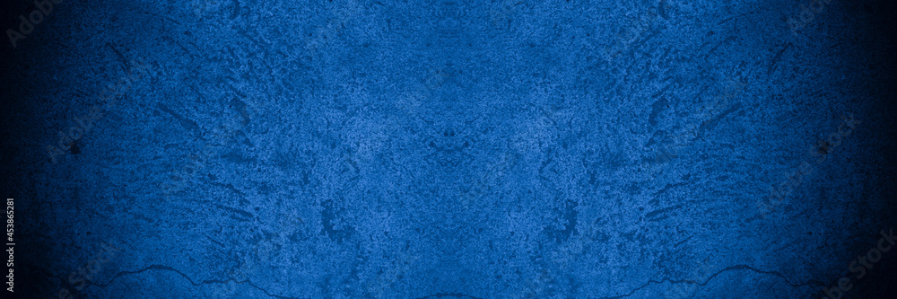 Old wall pattern texture cement blue dark abstract blue color design are light with black gradient background. Old wall pattern texture cement blue dark abstract blue color design are light with black gradient background.