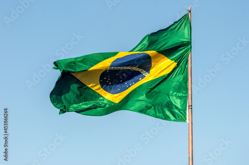 Flag of Brazil outdoors in Rio de Janeiro, Brazil.