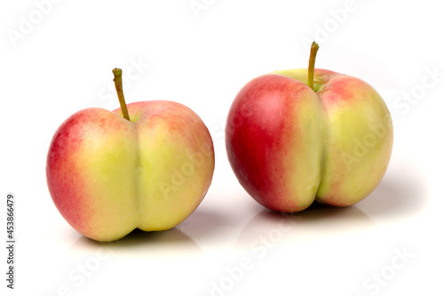 Картината върху платно Two Red and yellow apples in the form of a female buttock on a fucking background