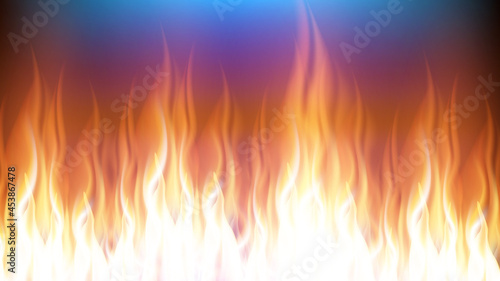 Burning Fire With Dangerous Flame Tongues Vector. Realistic Decorative Flammable Hot Fire Burn. Shine And Heat Orange Flaming Fireplace Explosion. Blaze Power Glowing Template 3d Illustration
