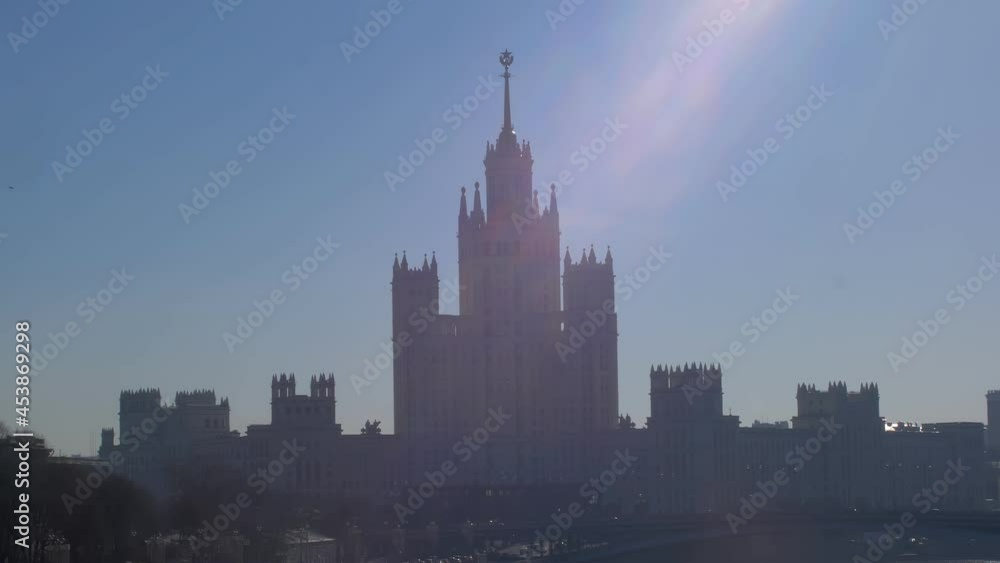 silhouette view on old historical building of Soviet Union in Moscow, Stalin's high-rises silhouette view on old historical building of Soviet Union in Moscow, Stalin's high-rises