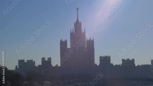 silhouette view on old historical building of Soviet Union in Moscow, Stalin's high-rises photo