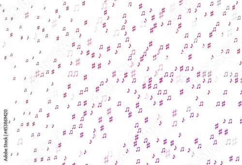 Light Purple  Pink vector pattern with music elements.