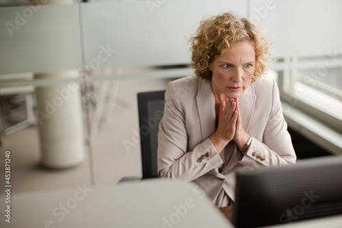 Close up of businesswoman's serious face